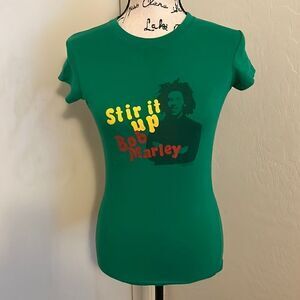 Y2K Zion Bob Marley Stir It Up Green Graphic Shirt